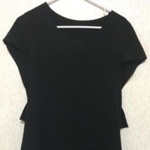 Cap Sleeve Dress Small S Black Pockets Asymmetric